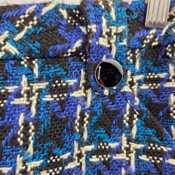 Tahari Blue & Black Mini Skirt With Button Details & Pockets Size XS - Picture 5 of 12